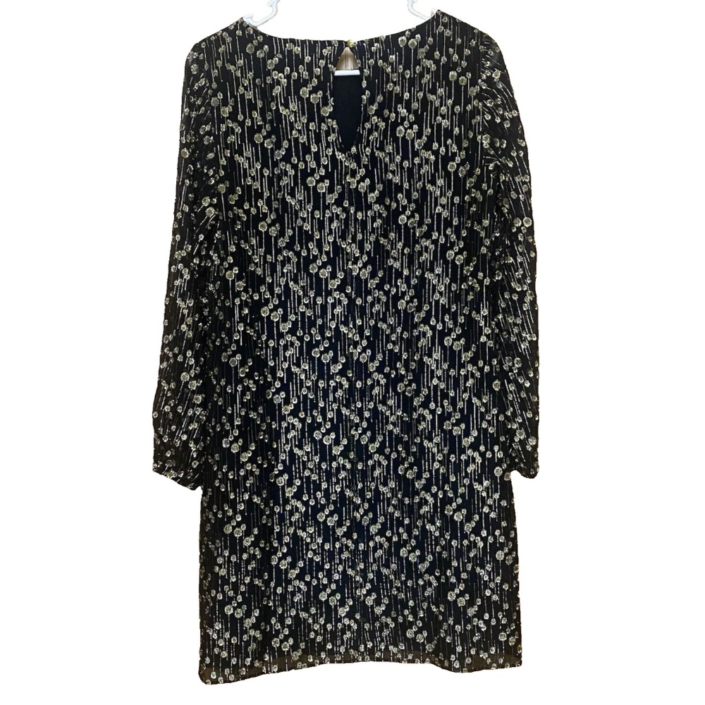 Sail To Sable Clifton Black Dress Size 4 Long Sleeve Metallic Gold Dot NWT $198 - Picture 15 of 16